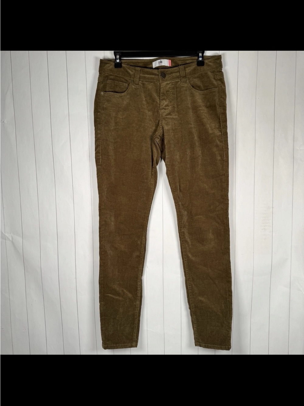 cabi Jeans Green Corduroy Skinny Pants Casual Chic Cotton/Spandex Stretch size 8